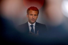 French President Macron delivers a speech at the national convention on mental health and psychiatry in Paris